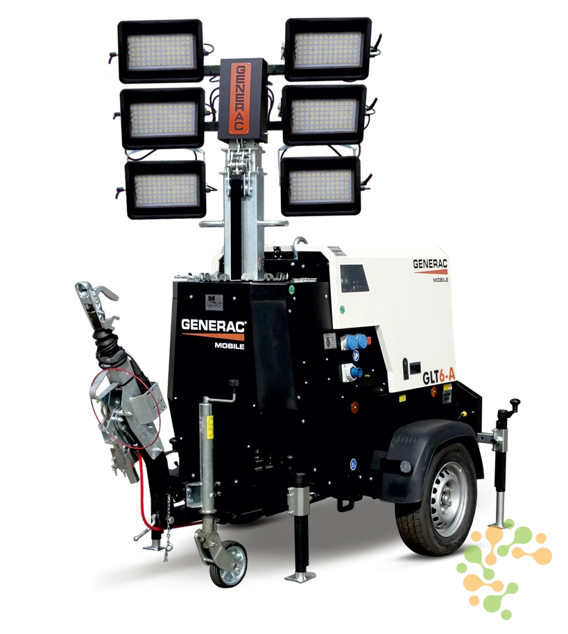 Generac GLT6-A lighting tower with mast raised on a mine site access road