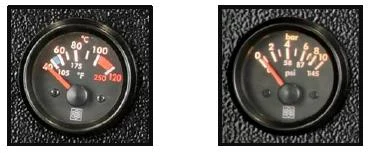 EAG engine analogue gauges – water temperature and oil pressure