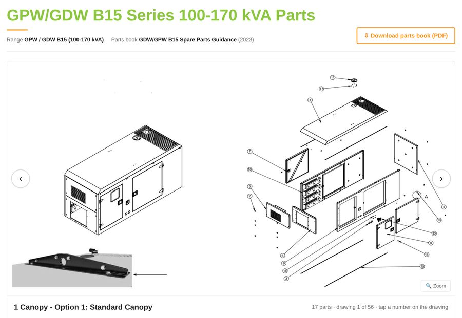 GPW/GDW B15 spare parts diagram