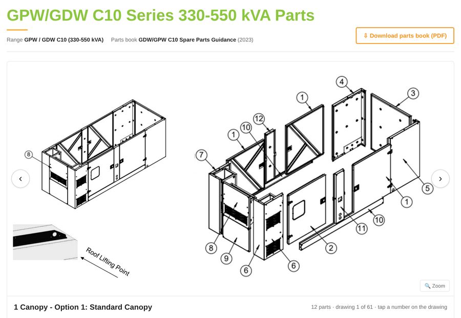 GPW/GDW C10 spare parts diagram