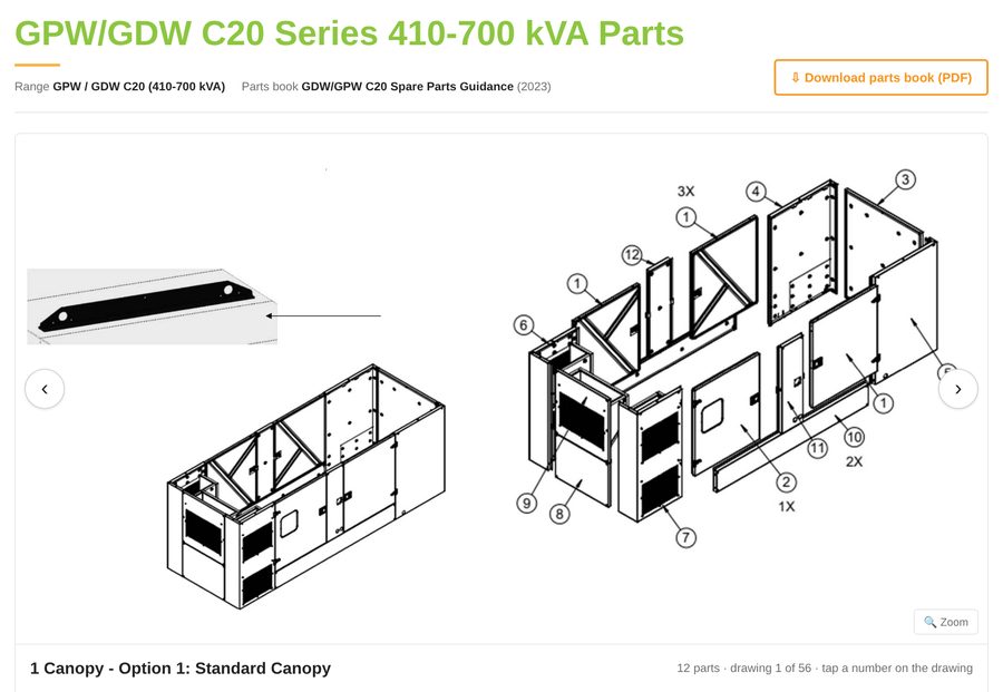 GPW/GDW C20 spare parts diagram