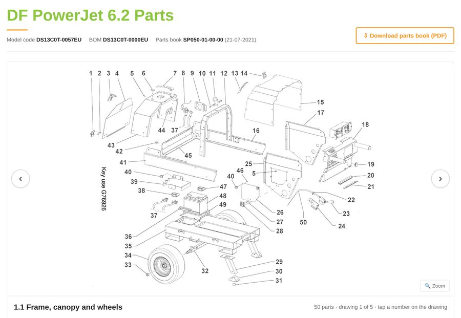 DF PowerJet 6.2 spare parts diagram