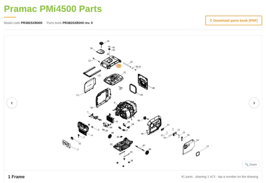 Pramac PMi4500 spare parts diagram